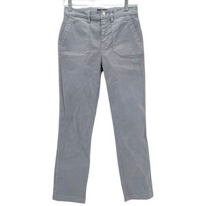 J Crew Women's Vintage Straight Cargo Pant in Slub Sateen Gray Size 25